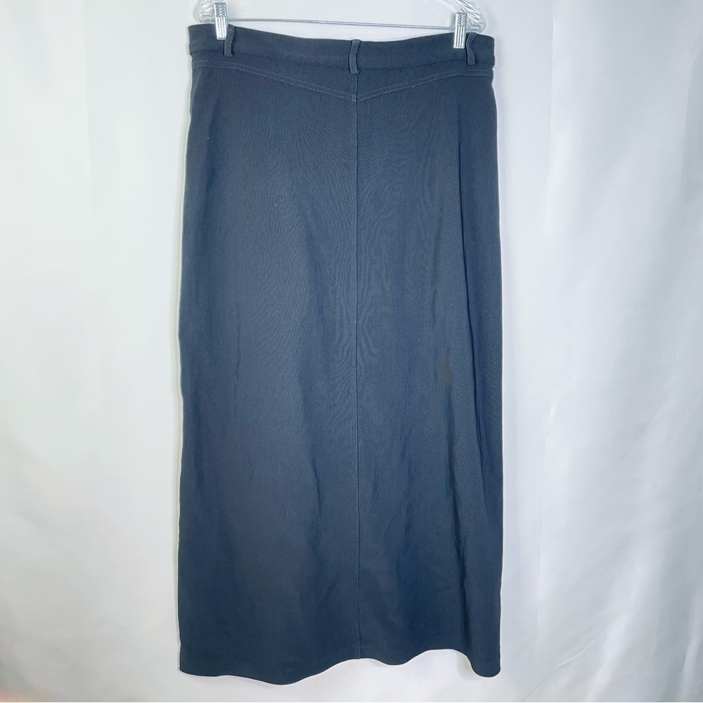 Vintage Bloomingdale's Black Snap Front Y2K Stretch Maxi Skirt Sz 1X - Picture 8 of 8